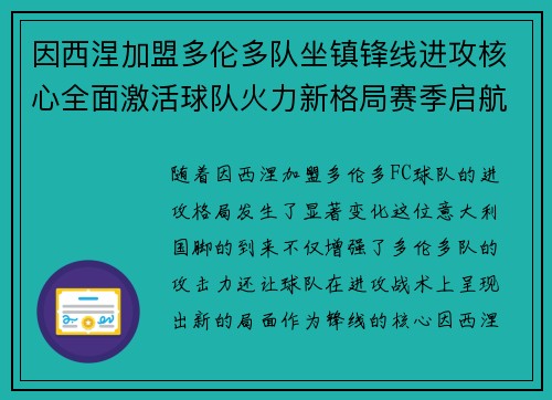 因西涅加盟多伦多队坐镇锋线进攻核心全面激活球队火力新格局赛季启航